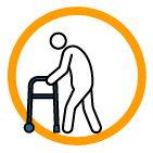 icoon van een oude man die loopt met een rollator