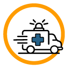 icoon van een ambulance die met spoed onderweg is