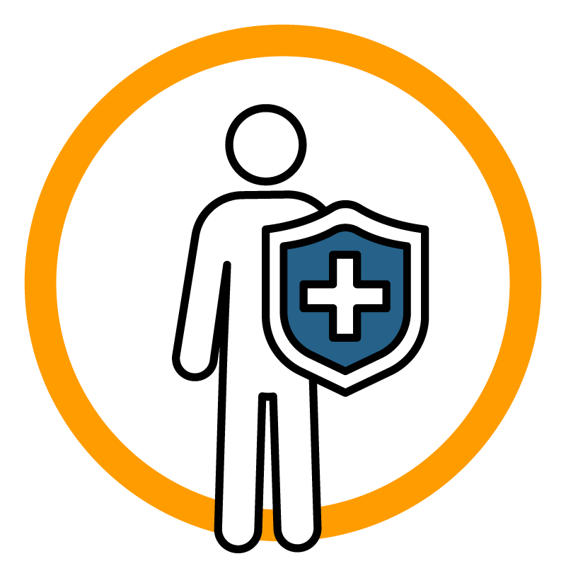 preventie icoon, man met een schild